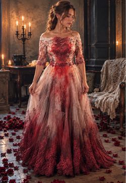 Horror Zombie Bride Wedding Dress Costume Lace Train size small Gothic Halloween