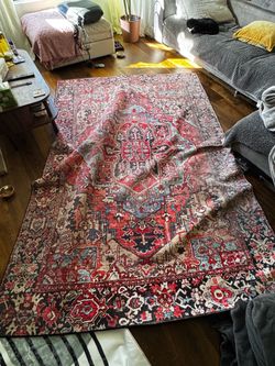 6x9 Persian-Style Area Rug Red Medallion