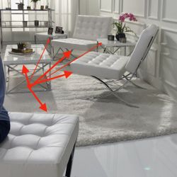 3 Chairs White Modern With One Ottoman,1 Coffee Table, 3 Table End Table Set