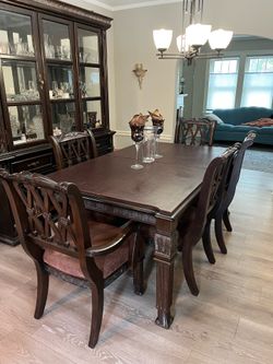 Dark Solid Wood Dining Room Set