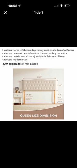 Cabecera tamaño queen / Queen size headboard