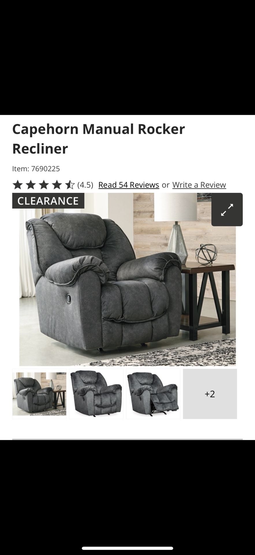 PREMIUM PROTECTION PLAN included Ashley Capehorn Reclining couch AND Chair