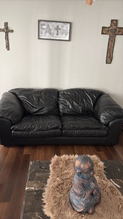 Black Leather Loveseat Sofa