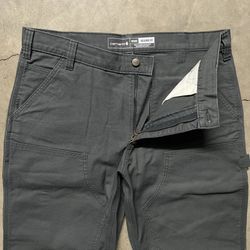 Carhartt GREY Double-Knee Dungaree Carpenter Pants W36 L32