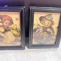 Hummel Prints In Old Wood Frames. 5 Total