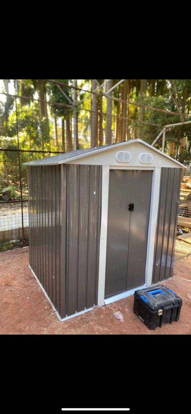(New in box need assemble) Metal L 4’x W 6.5’ x H 6’ Storage Shed Yard Lawn Garden tools 4x6 storage