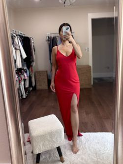 Red Maxi Dress With Slit 