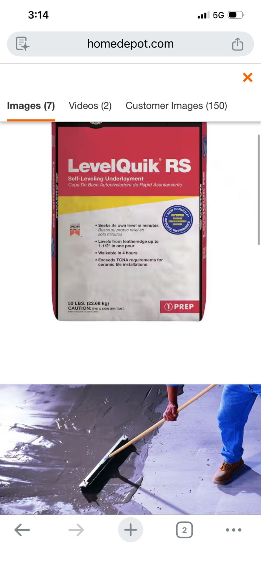 Self Level Concrete 50lb Bags