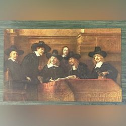 SYNDICS, 1662 REMBRANDT Original Vintage Fine Art 50’s Print USA Printed Antique Dutch Golden Age Portrait Artist Painter Collectible