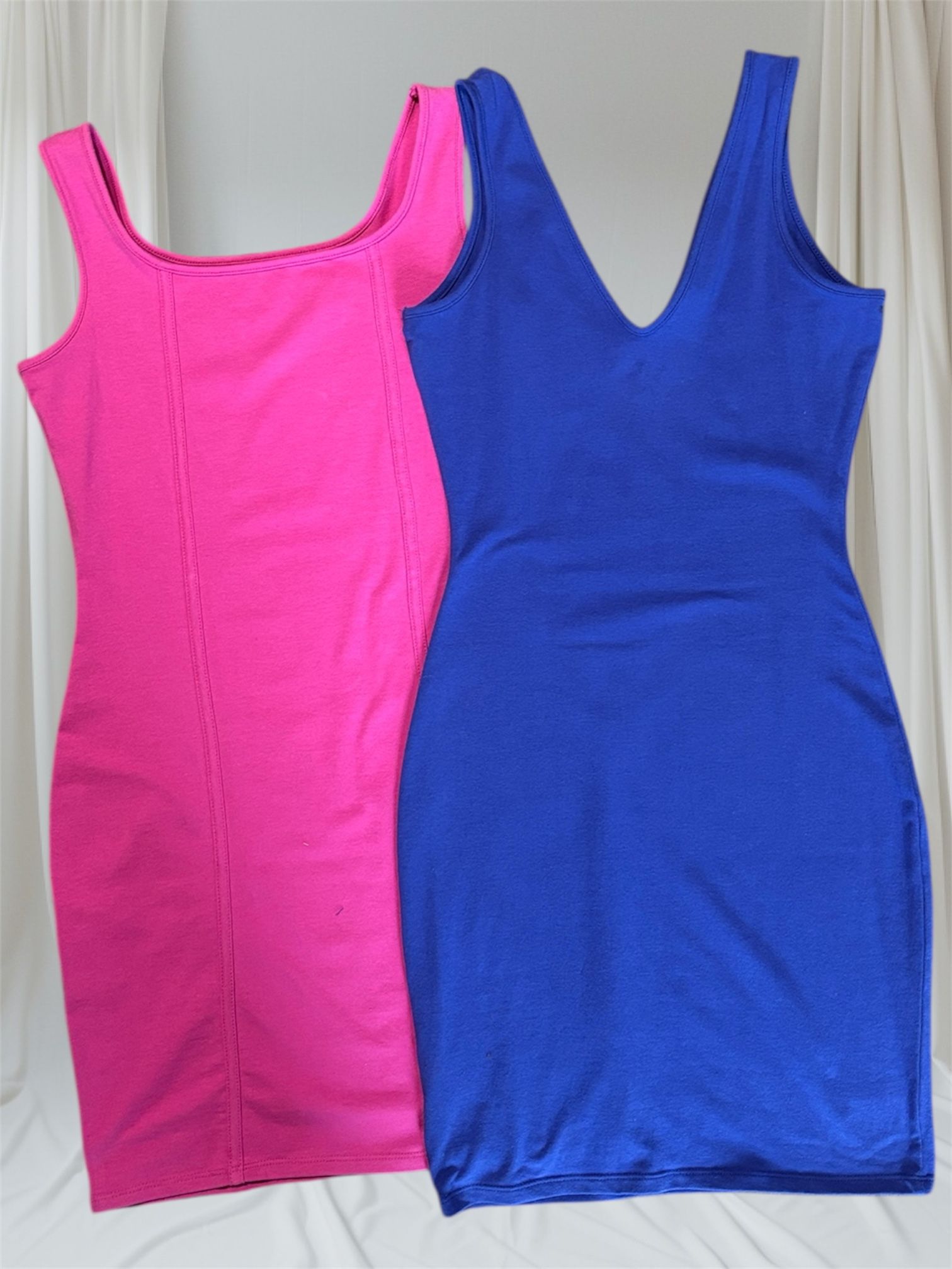 Wild Fable Women's2 Small Magenta and Blue Sleeveless Pullover Seamed Bodycon Dresses