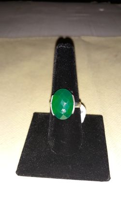 Natural Green Onyx Sterling silver ring