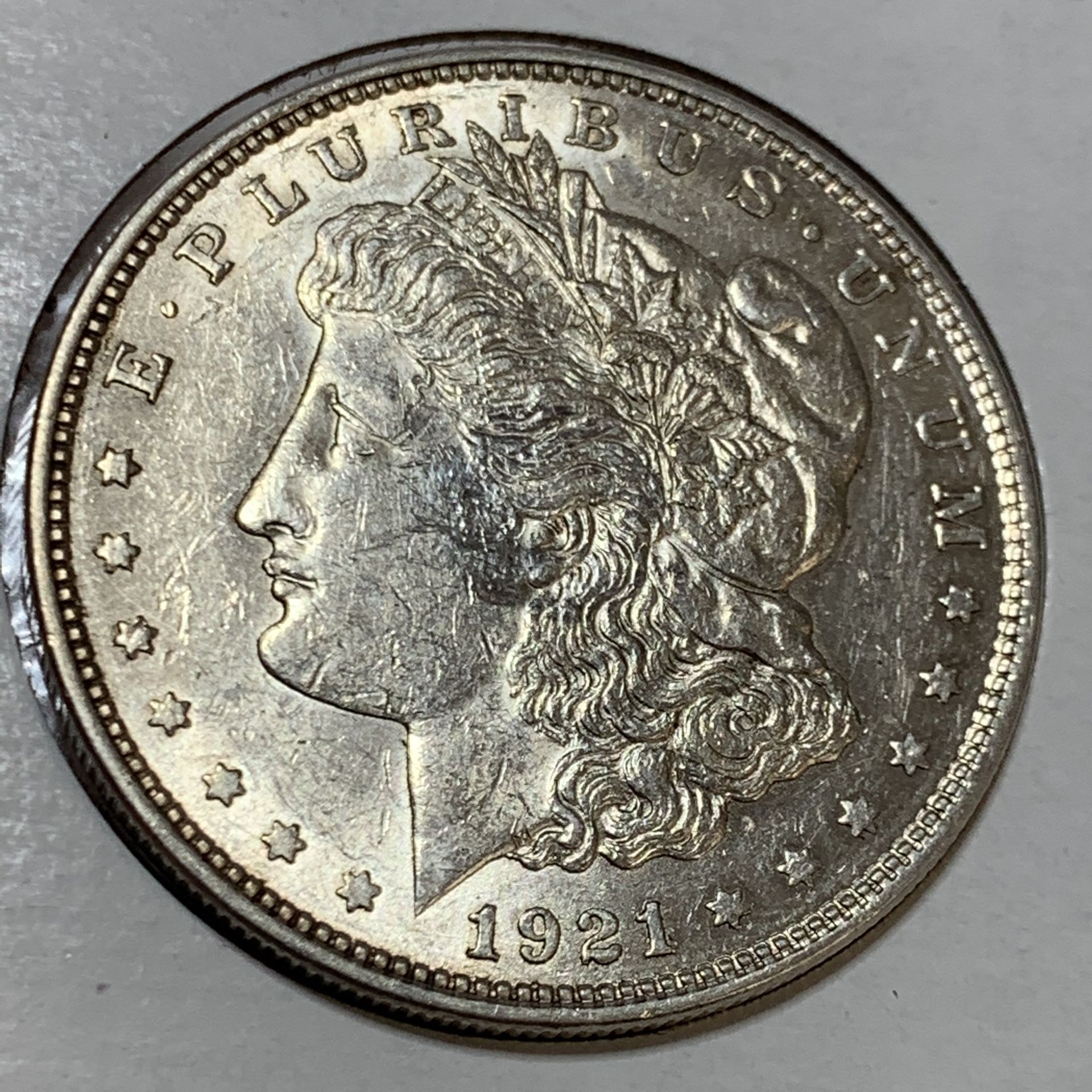 1921 Morgan Silver Dollar ~ AU detail