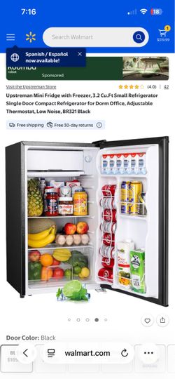 Upstreman Mini Fridge with Freezer, 3.2 Cu.Ft Small Refrigerator Single Door Compact Refrigerator for Dorm Office, Adjustable Thermostat, Low Noise, B