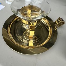 Partylite Glass and Brass Candle Holder