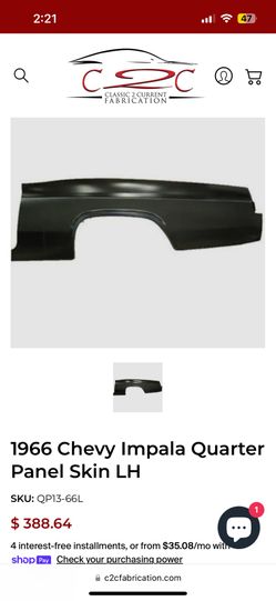 1966 IMPALA QUARTER PANEL LEFT AND RIGHT 