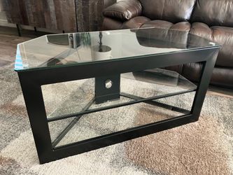 Modern Black Glass TV Stand / Entertainment Center – 42” Wide