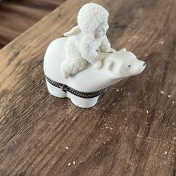 Mini Snow Baby On Polar Bear Little Keepsake Box