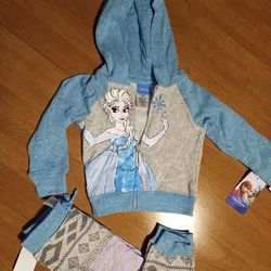Girls size 3 T Disney Frozen Elsa hoodie pants sweats set!