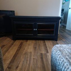 Expresso/Black, Double Glass  Door T.V. STAND