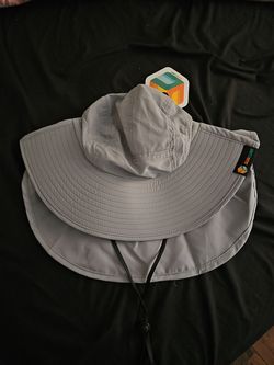 SUN CUBE- Wide Brim Hat Neck Flap Cover Men Women, UV Sun Protection  UPF 50+, Light Gray