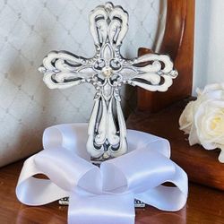 CROSS CRUCIFIX communion wedding baptism cake topper party tabletop stand