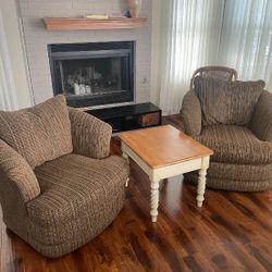 Two MCM Lazy Boy Swivel Chairs