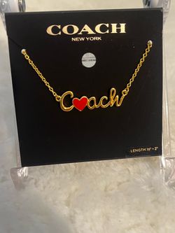 Coach Heart Script Pendant Necklace