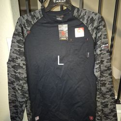 ARIAT FRC DURA STRETCH CAMO BLACK PULL OVER SHIRT 
