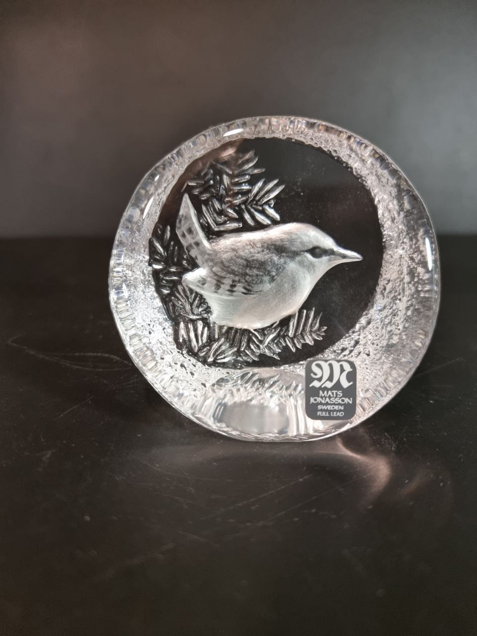 Vintage Mats Jonasson Signed & Numbered Crystal Paperweight