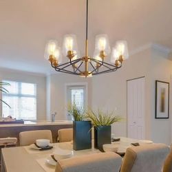 8-Light Black and Gold Chandelier
