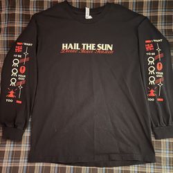Official Hail The Sun “Divine Inner Tension” long sleeve shirt.  Details: • Size L • Black heavyweight cotton • American Apparel blank • Front chest p