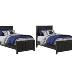 2 Ashley Furniture Jaysom Twin Panel Beds with Frame & Footboards