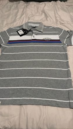 Skechers men’s pique striped polo shirt gray L