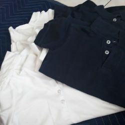 Uniform Girls White & Navy Blue Tops 4/5