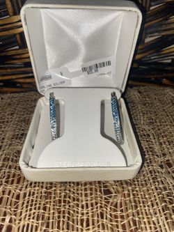 Aqua Blue Sterling silver hoop earrings