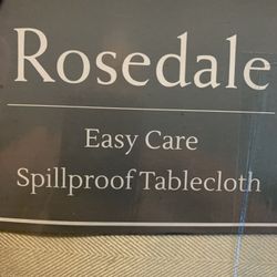 New Spill proof Fabric Tablecloth 60 By 104 Inches, Pattern Design In Light Gold Color, Oval Shape