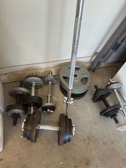 Adjustable Dumbbells and Barbell Weight Set