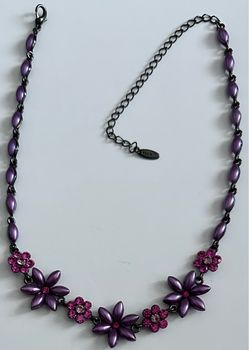 Victoria Collection (VCLM) Purple & Pink Rhinestone Flower Necklace