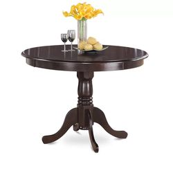 Cappuccino Asian Wood Dining Table. Round Table Top with Pedestal Legs. Wood construction and solid wood tabletop.  Thumbnail
