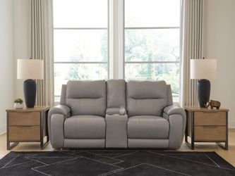 Real Moments Ash Power Reclining Loveseat with Audio Seating (Online Special Price)