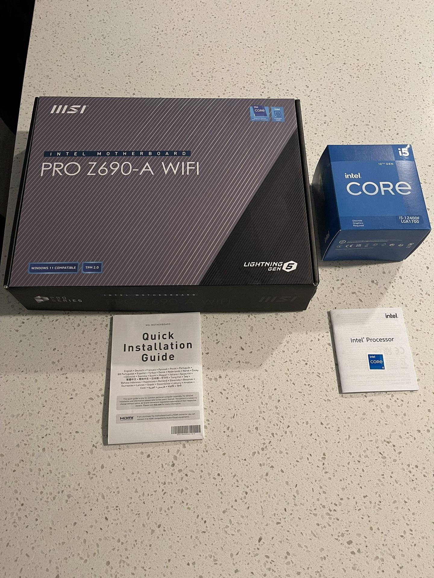 Intel CPU AND Motherboard (i5-12400f And MSI Pro Z690-A WiFi 