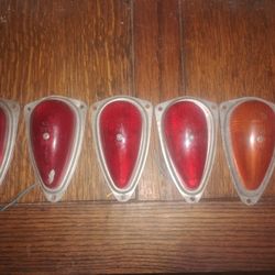 4 Red Teardrop Vintage Marker Lights 1 Amber