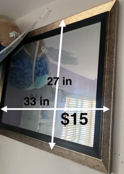 Large Framed Wall Mirror 33x27 in