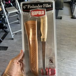 Rapala 6 Inch Finlander Fillet Knife With Leather Sheath and Sharpener FLF6