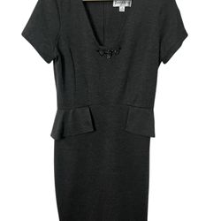 Danny & Nicole Charcoal Gray Peplum Dress - Size 12 Elegant Formal & Office Wear