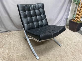 Barcelona Style Black & Silver Lounge Chair