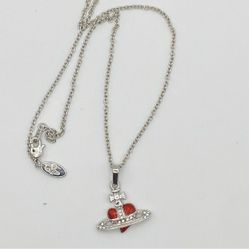 Vivienne Westwood Diamanté red enamel heart necklace