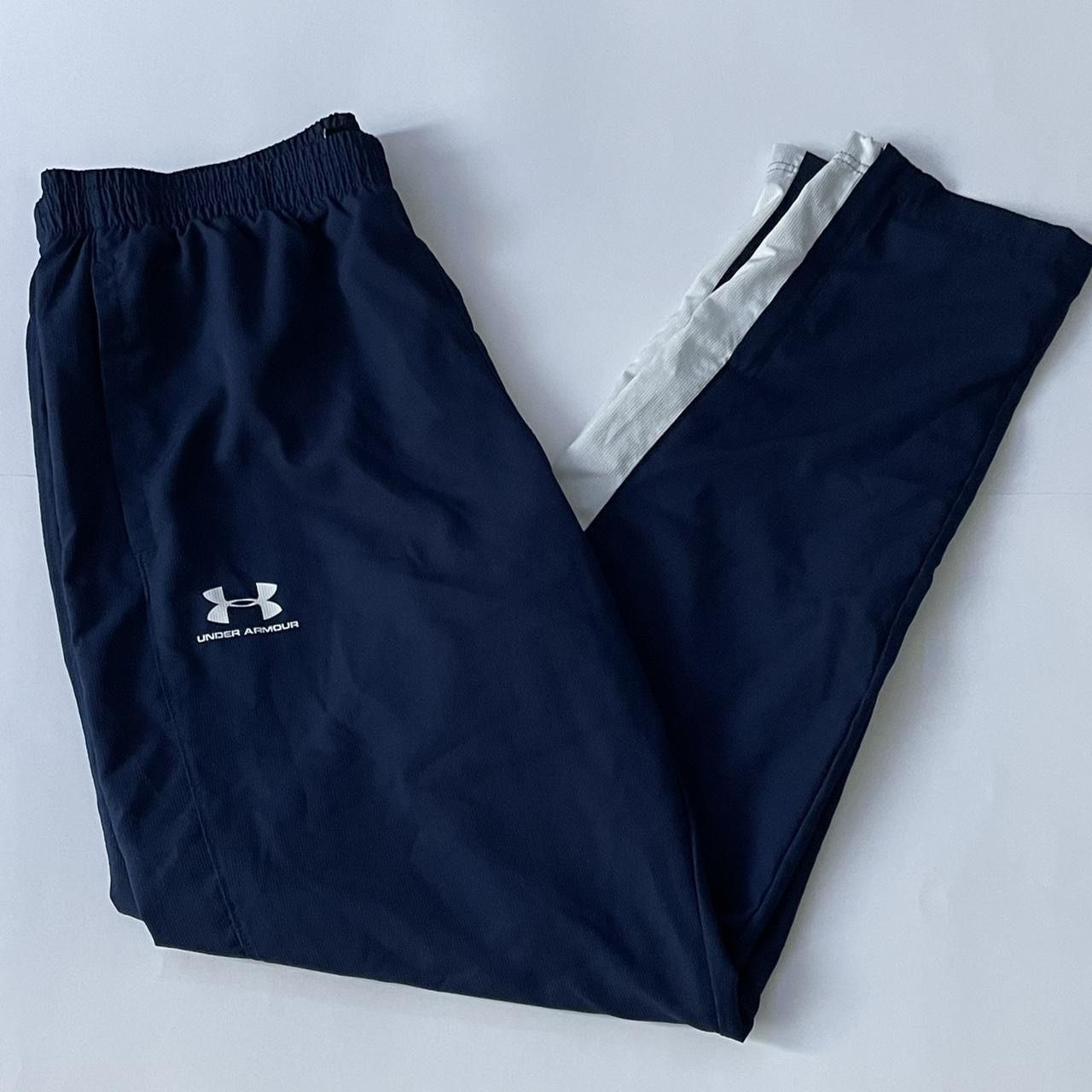 Mens Under Armour Windbreaker Tracksuit Pants Sportswear Navy Blue/White Large