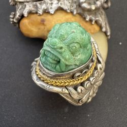 Silver Gold Turquoise RING 