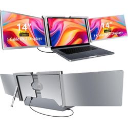 Laptop Screen Extender 14“ Monitors, Work for macOS [Included M1/M2 M3]，Windows, Triple Portable 1080P Tri-Screen USB A/Type C Portable Monitor for 14